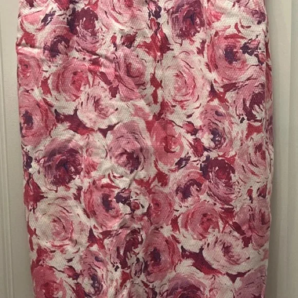 Adrianna Papell ❤️Pink Flowers on White ❤️Midi Dress ❤️Size 8 - Picture 3 of 6